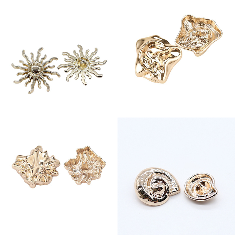Wholesale Custom Hand-Sewn Irregular Alloy Buttons for Women's Coat Trench Coat Jackets