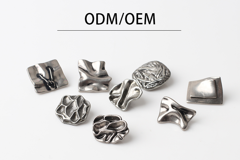 Custom Irregular Alloy Hand-Sewn Buttons for Women's Coats and Trench Coats