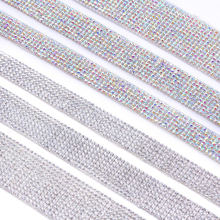 Self Adhesive Crystal Rhinestones Diamond Ribbon Trim Sheet Hotfix bling Rhinestone Tape For Crafts Decoration