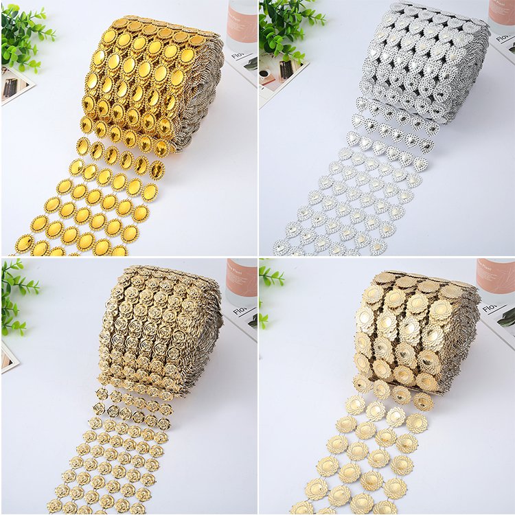 wholesale 16 row rainbow multicolor plastic Rhinestone product Mesh flower graphics Splice diamond ribbon roll for crafts