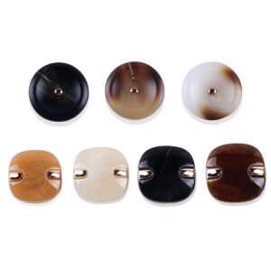 Shank Buttons For Coat Windbreaker Double Combination Fashion Electroplated Color Circular Inlay Resin Sheet Alloy Button