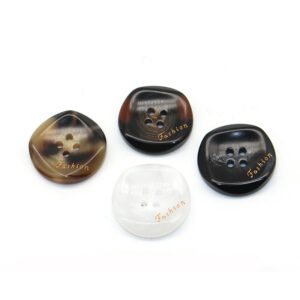 Resin Button Customer Laser Engraved 4 holes Polyester Button Color for Coat Panting logo Buttons