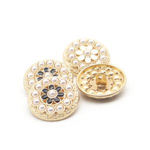 Fashion flower shaped flower fancy pearl metal hand-sewn button