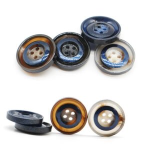 Resin buttons, combination color four eye hand sewn buttons, used for suits and jackets