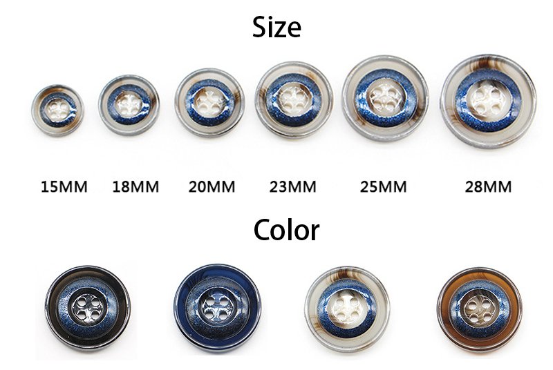 Resin buttons, combination color four eye hand sewn buttons, used for suits and jackets