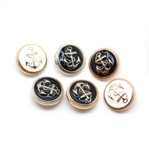 Retro shirt metal anchor buttons 15mm to 25mm round blazer coat suit gold silver gun color shank button