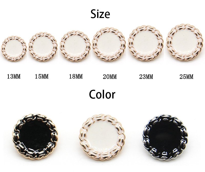 Metal zinc alloy white circular Point oil buttons embrioded black button for clothing