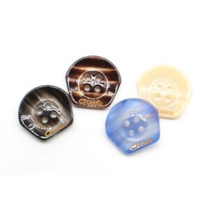 Resin buttons, pearl brushed four eyed coat, suit buttons, engraved polygonal irregular shaped buttons