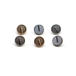 Round black and white metal dot oil shirt button