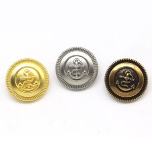 Plating embossed logo coat decorate button metal shank button for sewing