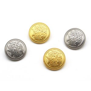 Uniforms gold button fancy embossed design metal sewing garment accessory gold shank brass shirt button