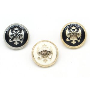 Professional embossed logo design metal button round gold black white eagle coat button