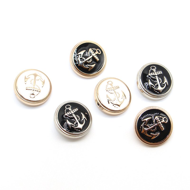 Retro shirt metal anchor buttons 15mm to 25mm round blazer coat suit gold silver gun color shank button