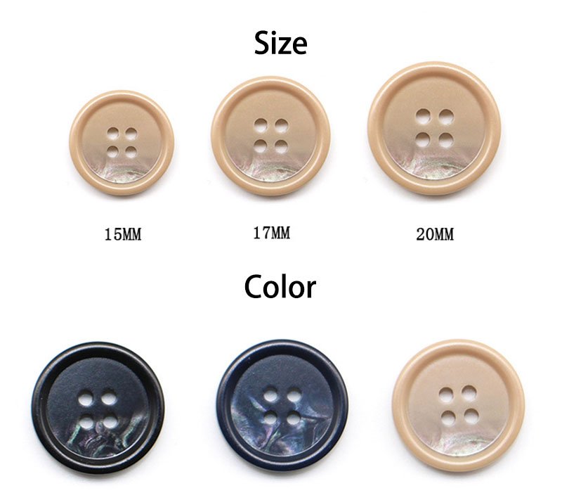 Resin imitation shell button with four eyes and fine edges, candlelight imitation shell button, suit button, pants button