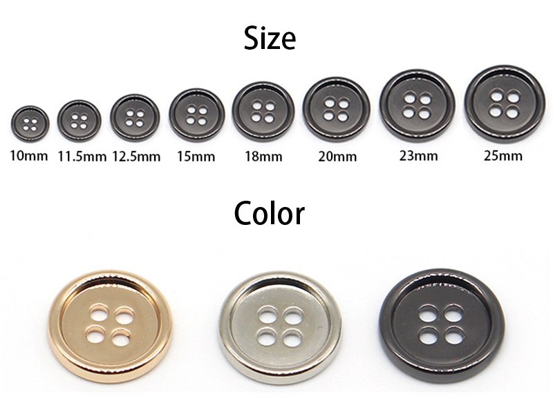 Thin edged Four eyes small round alloy metal button shirt suit trousers decorative accessories garment buttons