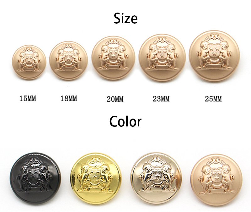 England style retro embossed lion glossy alloy shank button for Jeans dust coat