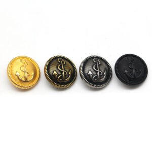 Manufacture customized logo sewing button anchor pattern for blazer jumper coat uniform shirt suit and jacket metal zinc button