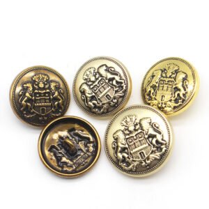 Double lion flat metal button hand stitched shank buckle woolen coats electrogalvanized alloy suits clothing accessories