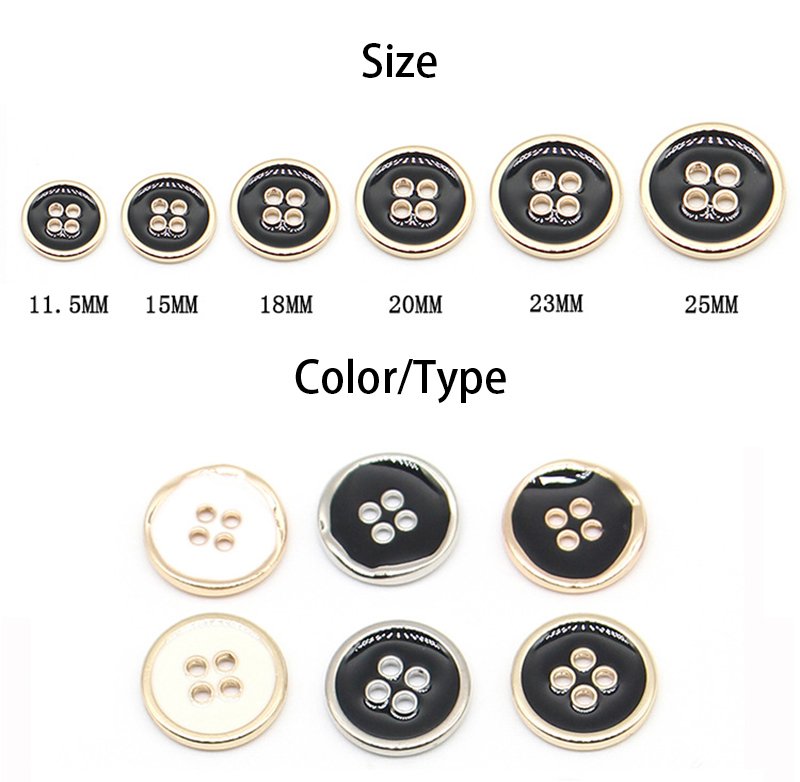 Metal buttons garment accessories fashion round sewing coat 4 holes oil metal buttons for clothing