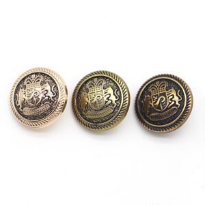 New designs hand sewn metal button british lion academy style crown button for blazer suits coat uniform shank button