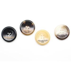 Resin button customer laser engraved 4 holes polyester button color for coat logo buttons