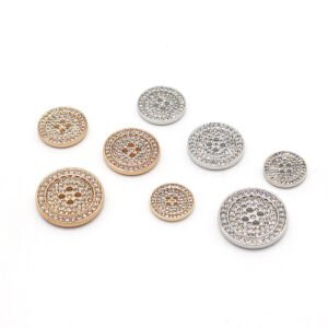 plating four hole round flatback metal bling bling rhinestone button for woman clothes