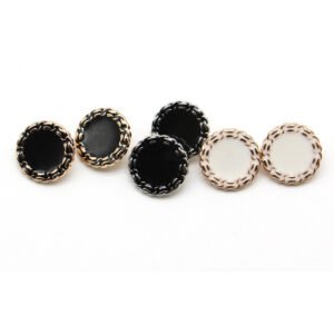 Metal zinc alloy white circular Point oil buttons embrioded black button for clothing