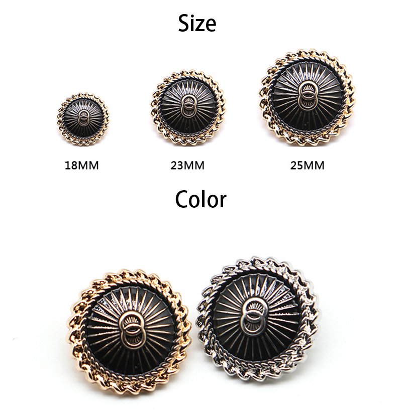 Fashion double panel circular double loop metal button for coat windbreaker sui small fragrant decoration button