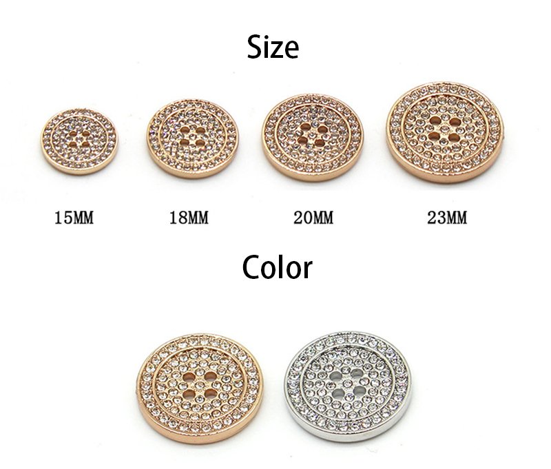  plating four hole round flatback metal bling bling rhinestone button for woman clothes