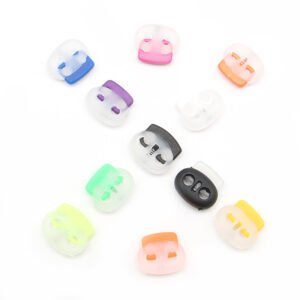 Colorful double hole pig nose plastic cat eye spring buckle, elastic adjustment buckle, elastic rope anti slip lazy shoe buckle