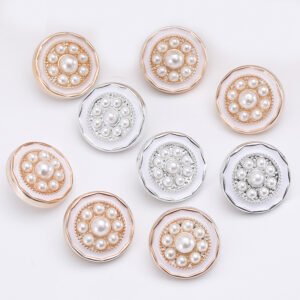 Multi size round plastic button with crystal rhinestones - high quality coat decorative button, shank type