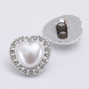 Plastic rhinestone heart-shaped shank coat button for clothing