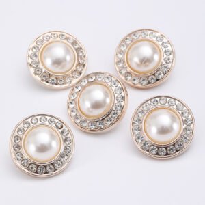 plastic electroplated small fragrant wind pearl round custom buttons