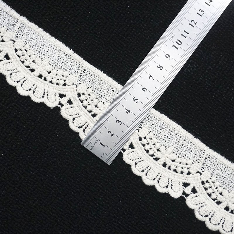 Cotton Carved Lace Semi-bleached Wavy Bilateral Leaf Lace Hollow Punched Cotton Bar Code