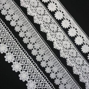 Floral Polyester Border Lace Cord Wedding Knitted Embroidery Bridal Cotton Lace Trim Ribbon Embroidery