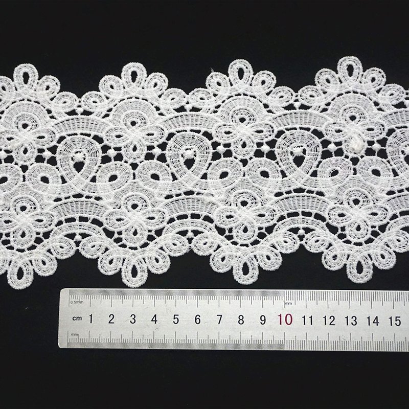 Embroidery Flower Lace Trimming Accessories Factory High Quality Water Soluble Polyester Embroidery Fabric 100% Polyester