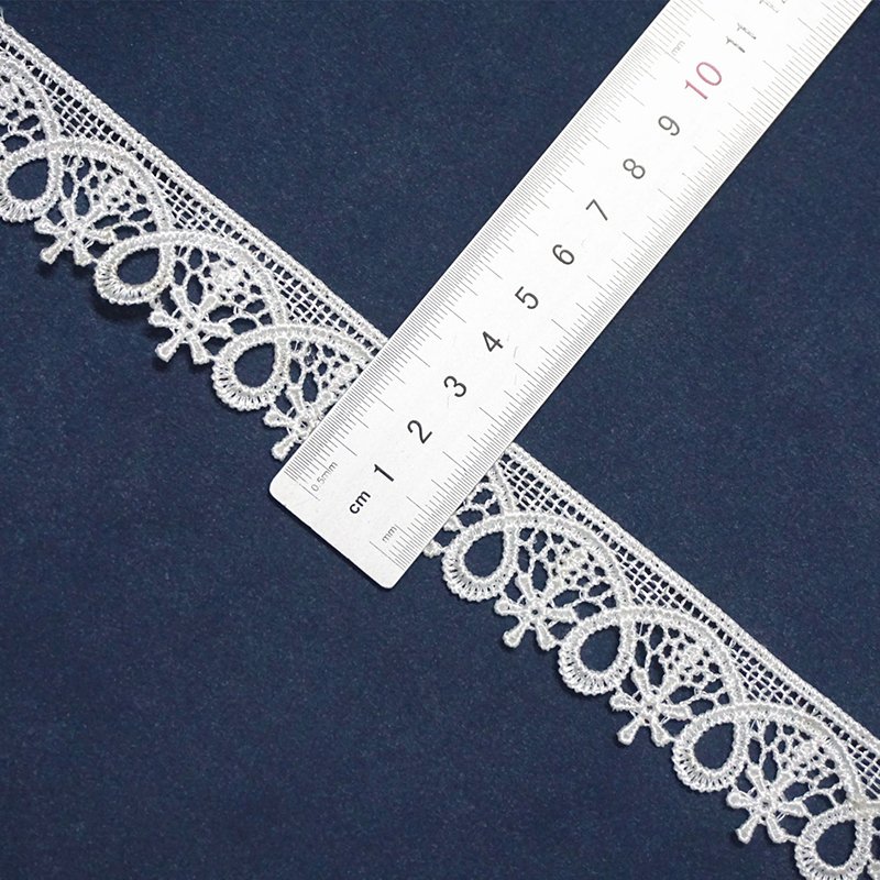 French Dentelle Lace Custom Embroidered Sequence Lace Trim White Milk Silk Guipure Lace Fabric Trim