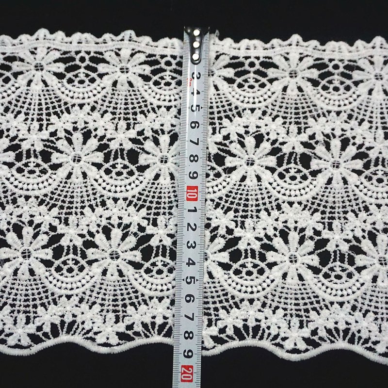 20CM Factory Embroidery Lace Fabric Embroidered Lace Fabric Polyester White Embroidery Lace Trim For Dress