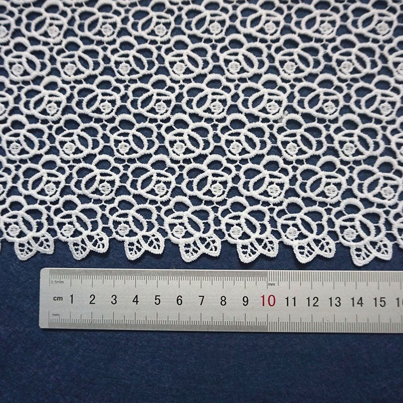 Polyester Full Embroidery Lace Clothing Fabric Width Water Soluble Polyester Embroidery Lace Fabric