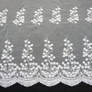 Width 140 cm White milk silk flower Embroidered mesh Fabric 3 d tulle lace base Fabric For Children's Dress Women Skirt Shirt