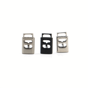 Square metal spring buckle double holes spring cord lock stopper elastic cord stopper