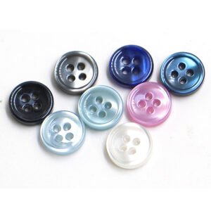 4-holes smooth round colorful pearl effect plastic/resin woman sweater men's shirt button