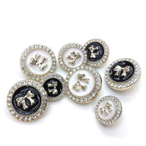 Bow round pearl rhinestone point oil plated buttons plastic buttons for women's clothing coat shank knit shirt coat buttons