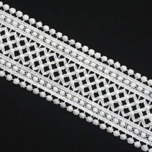 Width 7 cm Water Soluble Bleached White Black Dot Embroidery Cotton Trims Ribbon Silk Milk Cotton Lace For Dress Hem Collar