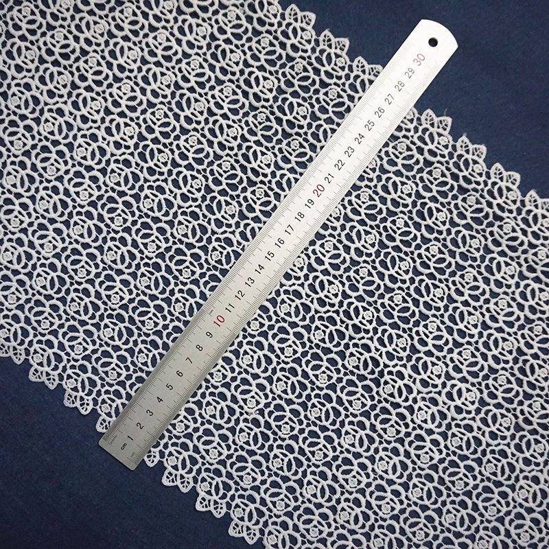 Polyester Full Embroidery Lace Clothing Fabric Width Water Soluble Polyester Embroidery Lace Fabric