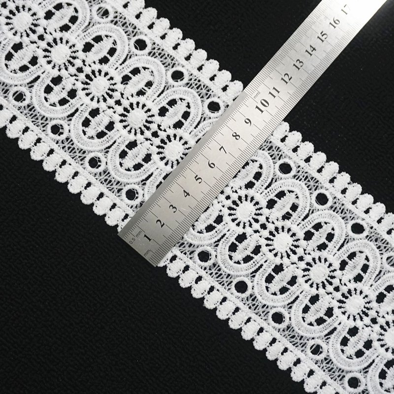 Water Soluble 100% Polyester Chemical Embroidered White Lace Ribbon Sewing Border Lace Trim