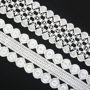 Embroidery Lace Fabric Embroidered Lace Fabric Polyester white embroidery lace trim for Dress