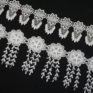 High quality 100% polyester diy handmade appliques embroidery 3d flower lace fabric trim for garment home textile accessories