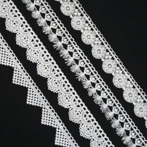 Garment Accessories Polyester Water-soluble Embroidery Lace Border White Flower Bride Wedding Dress Decorative Ribbon Lace Trim