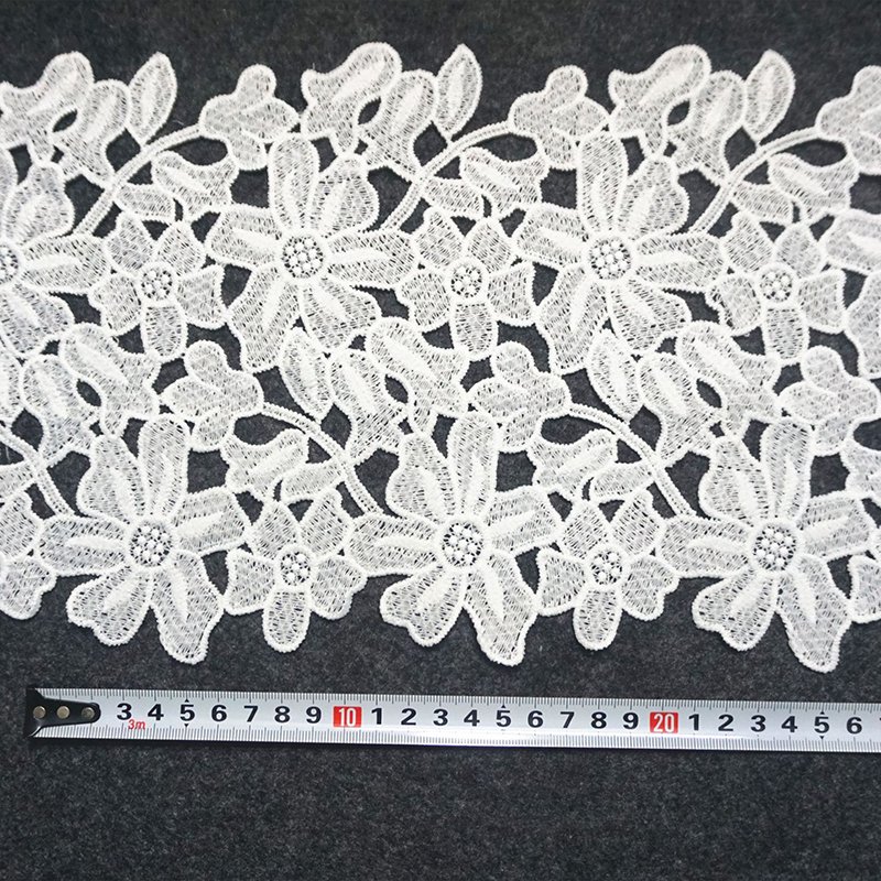 Lolita Embroidery Water Soluble Lace Trimming Milk Silk Unilateral Floral Wave Lace For Garments